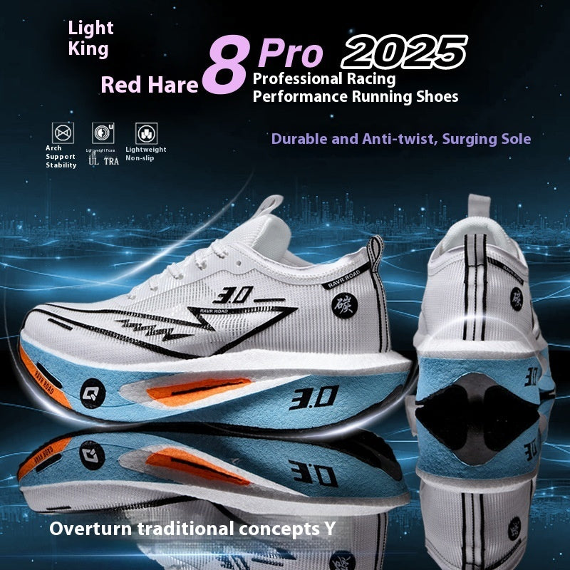 Professional Racing Performance Running Shoes - Clean White Blue